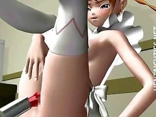 Provocative 3D anime bitch wank penis