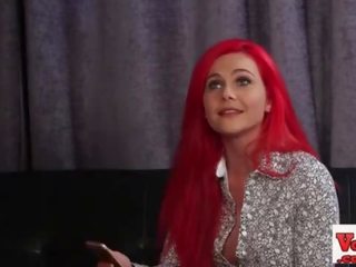 Firey redheaded voyeur stunner humiliates cock