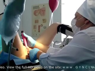 Young woman examined at a gynecologist's - stormy orgasm