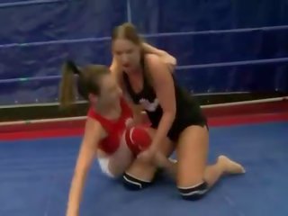 Stupendous girls in wild lesbian wrestling