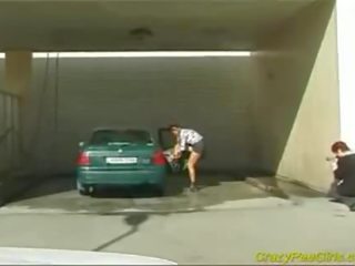 Crazy pee sweetheart at the car wash